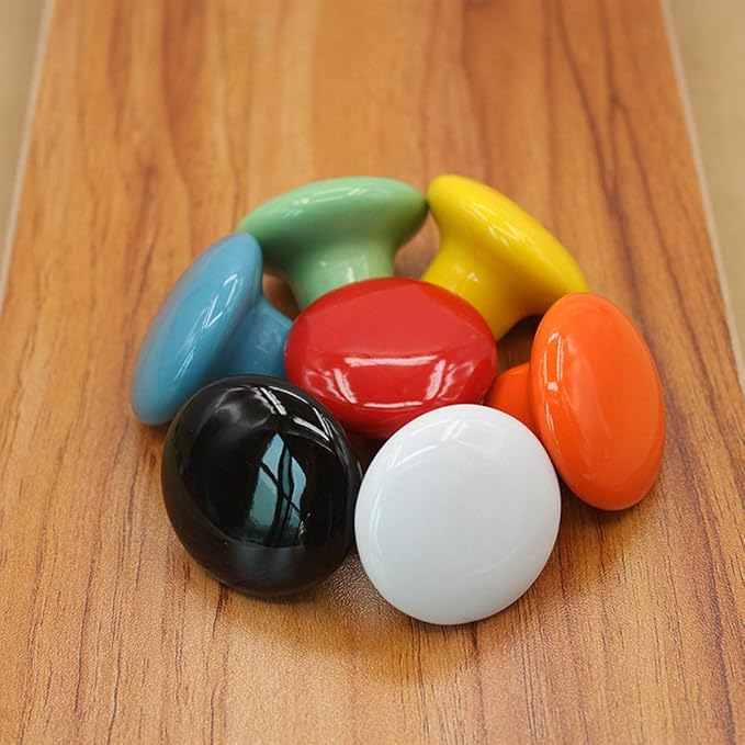 HUAMULAN 15PCS Orange Glossy Ceramic Knobs Button Round Mushroom Cabinet Dresser Vintage Pulls Door Handles Cupboard Wardrobe Drawer, Dia. 1.5 inch 38mm