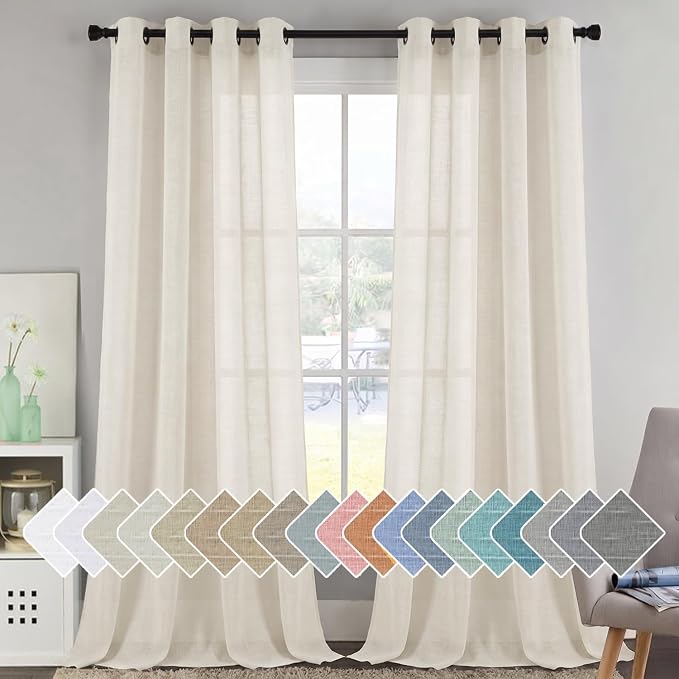 H.VERSAILTEX Linen Curtains Flax Linen Blended Curtain Panels by HVERSAILTEX