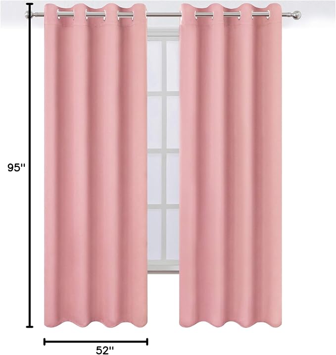 Pink Thermal Blackout Curtains/52 x 95 Inch/Set of 2 Panels Room Darkening - Image 10