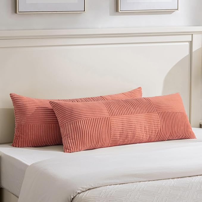 Fancy Homi Set of 2 Coral Boho Long Lumbar Body Decorative Throw Pillow Cover by Fancy+Homi