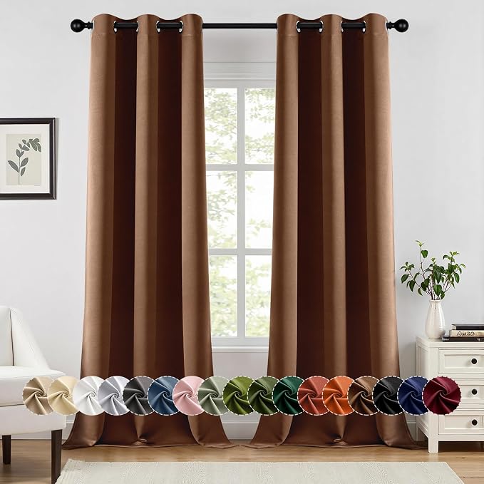 MIULEE Blackout Curtains for Bedroom 2 Panels 40 x 96 Inch Long Mocha Brown | by MIULEE