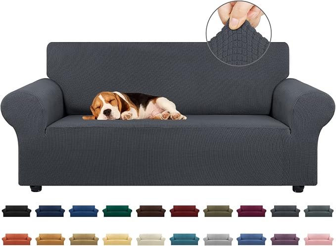 Stretch Loveseat Couch Cover, 2 Cushion Couch Slipcover, Charcoal | 1-Piece by KEKUOU