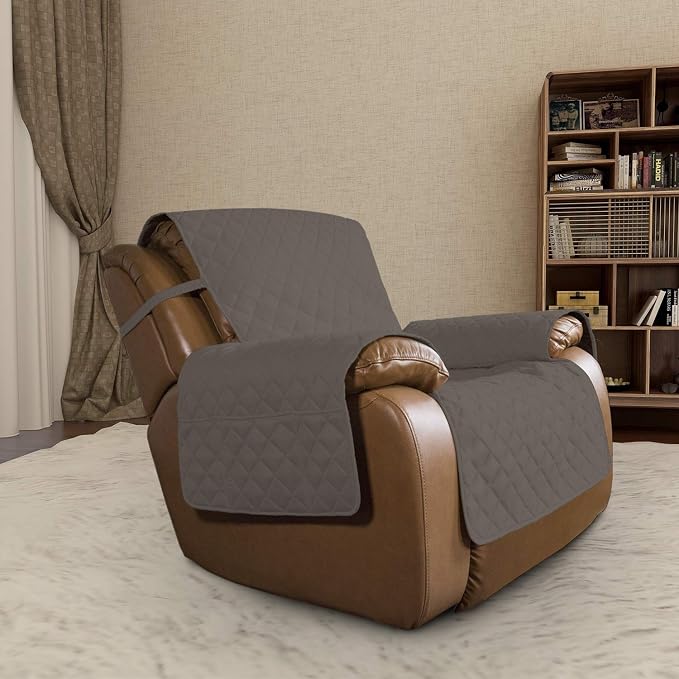 Easy-Going Reversible Couch Cover, Oversized Recliner, Taupe/Ivory | Machine - Image 2