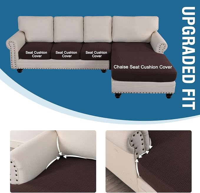 H.VERSAILTEX Sectional Couch Covers 4 Pieces Sofa Seat Cushion Covers L Shape - Image 4