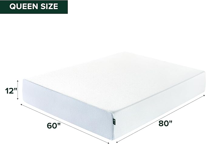 ZINUS 12 Inch Green Tea Cooling Memory Foam Mattress [New Version], Queen, Fiberglass Free, Medium Firmness, Cooling Gel Foam, Certified Safe Foams & Fabric, Mattress in A Box
