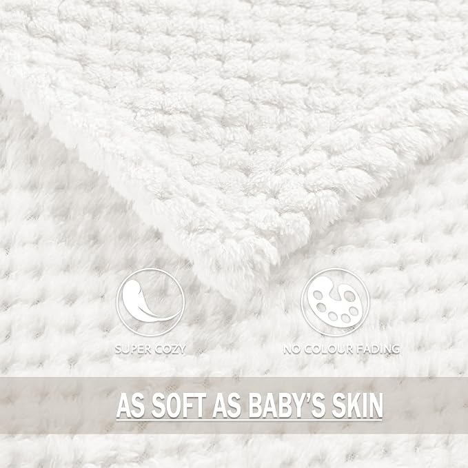 Exclusivo Mezcla Soft Waffle Fleece Bed Blanket Queen Size, Cozy Flannel - Image 8
