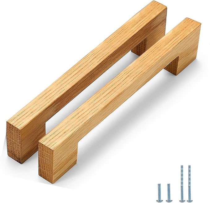 Burlywood Square 5 in 6 pcs Wooden Drawer Pulls Handle pulls for cabinets Kitchen Cabinet Drawer pulls Cabinet Door Pull