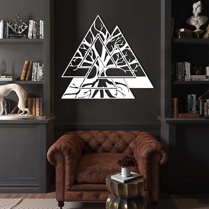 Veplsur Tree of Life Metal Wall Art, Norse Viking Decor, Pagan Wall Decor, Tree of Life Wall Sculpture, Scandinavian Home Decor, Godly Home Decor (White, 39"x39"|100x100cm)