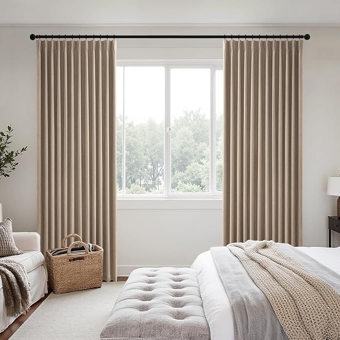 MIULEE Copper Brown Pinch Pleated 100% Blackout Linen Curtains 40x63 Inches | - Image 2