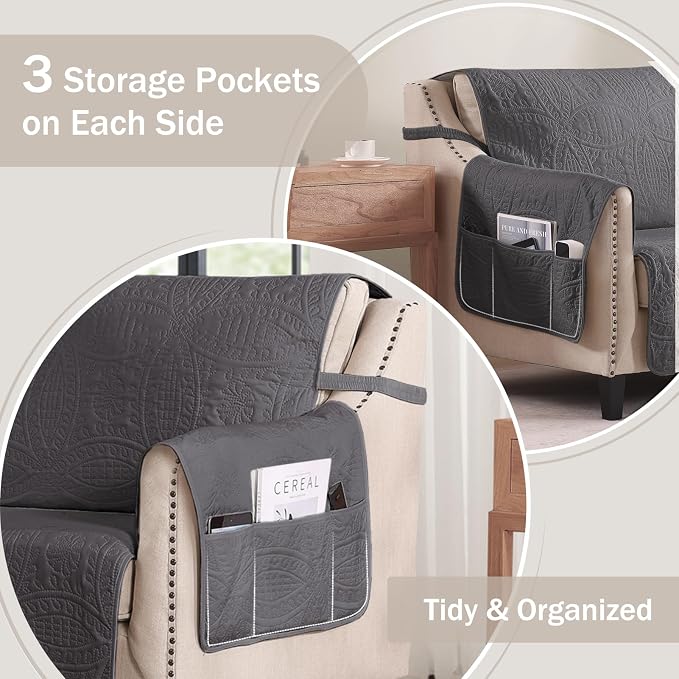 Quilted Recliner Chair Covers, Water-Repellent Recliner Slipcovers, Lazy Boy - Image 4