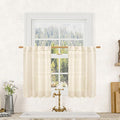 Semi Sheer Beige Linen Curtains 36 Inch Length by LAMIT