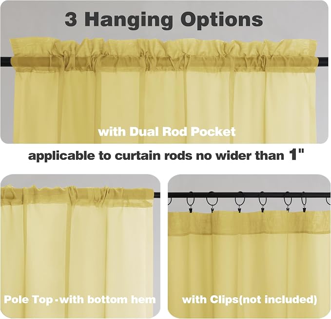 Chyhomenyc Yellow Sheer Curtains 84 Inches Long - Image 5