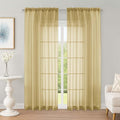 Sheer Curtains 84 Inches Long 2 Panels Set, Sheer Gold Curtains by OWENIE