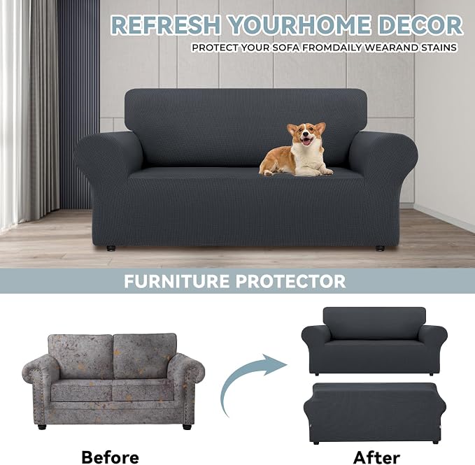 LURKA Stretch Loveseat Sofa Slipcovers 1 Piece Couch Covers - Image 3