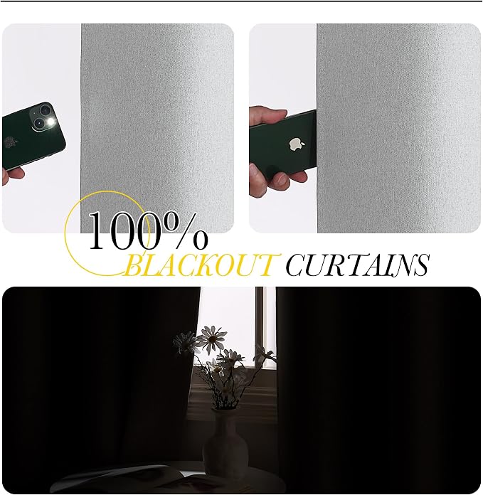 NICETOWN 100% Blackout Linen Curtains - Image 3