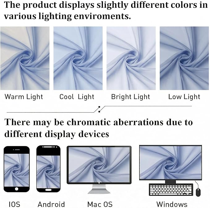 Denim Blue Sheer Curtains 72 Inches Long 2 Panels, Rod Pocket Light Filtering - Image 7