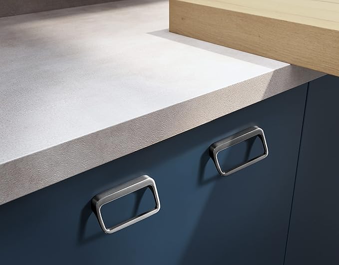 Goo-Ki Satin Nickel Cabinet pulls with 3''(76mm) Hole Center,Modern Zinc Alloy Finger Pulls for Drawer,Wardrobe,Cupboard,6 Pack