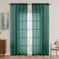 Hunter Green Sheer Curtains 84 Inches Long 2 Panels Set, Light Filtering Sheer by OVZME