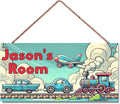 Personalized Sign Cartoon Car Sign Room Décor Kids Room Decor, Cut Train Theme Little Man Cave Wall Art Decor for Nursery, Nursery Door Decor for Toddler Baby Boys Room