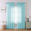 Aqua Sheer Curtains for Bedroom 84 Inches Long 2 Panels, Voile Solid by Lecloud