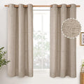 YoungsTex 48 Inch Length Linen Curtains, Burlap Tan Short Window Drapes | by YoungsTex