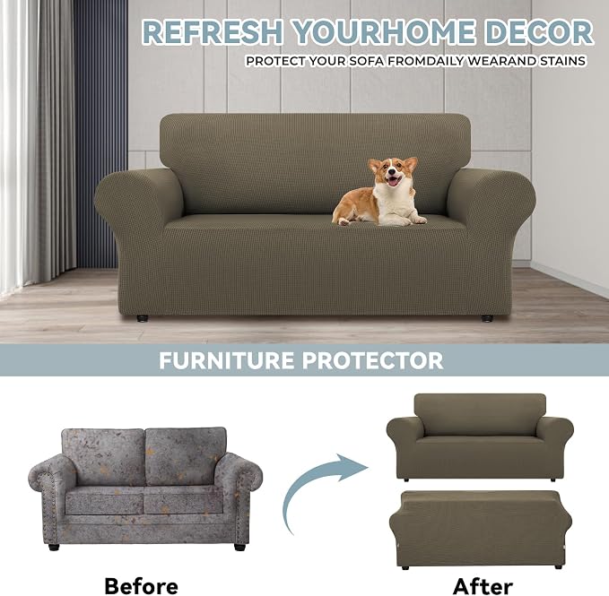 LURKA Stretch Loveseat Sofa Slipcovers 1 Piece Couch Covers - Image 3