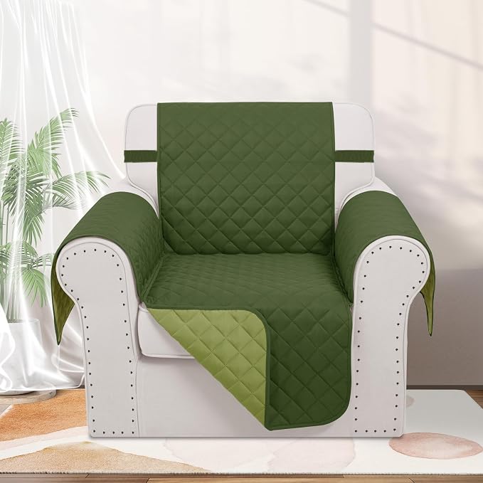 Reversible Recliner Chair Covers, Huntergreen/Sage | Chair Covers - Image 2