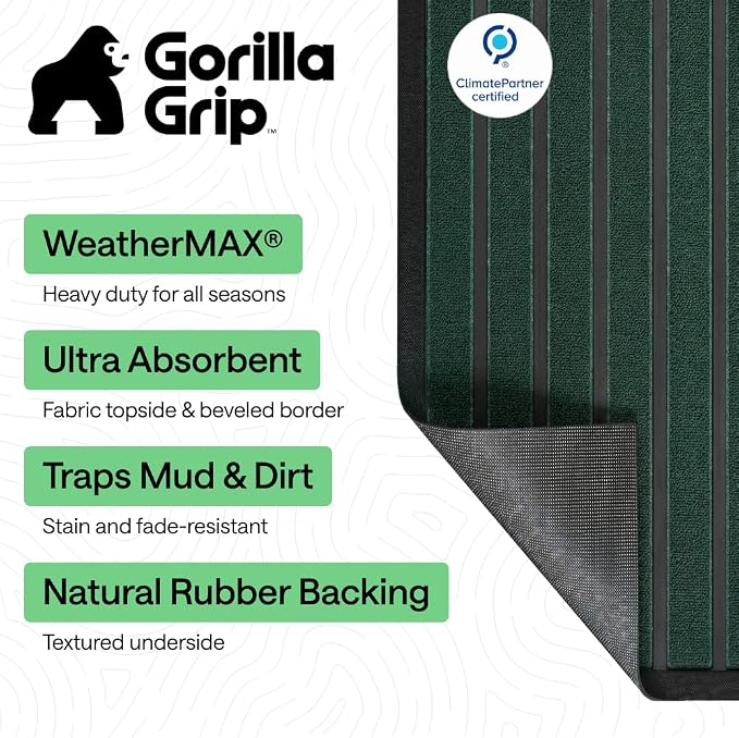 GORILLA GRIP 100% Waterproof All-Season WeatherMAX Doormat US Designed Natural - Image 2