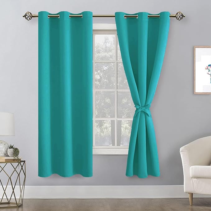Blackout Curtains for Bedroom, Peacock Teal, 38 x 63 Inch, 2 Panels | Thermal - Image 8