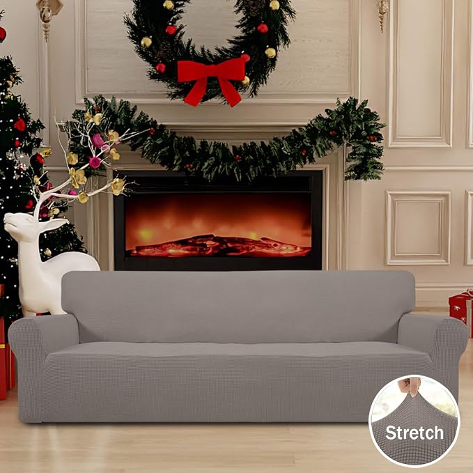 Easy-Going Stretch 4 Seater Oversized Sofa Couch Cover Taupe | 1-Piece Extra - Image 2