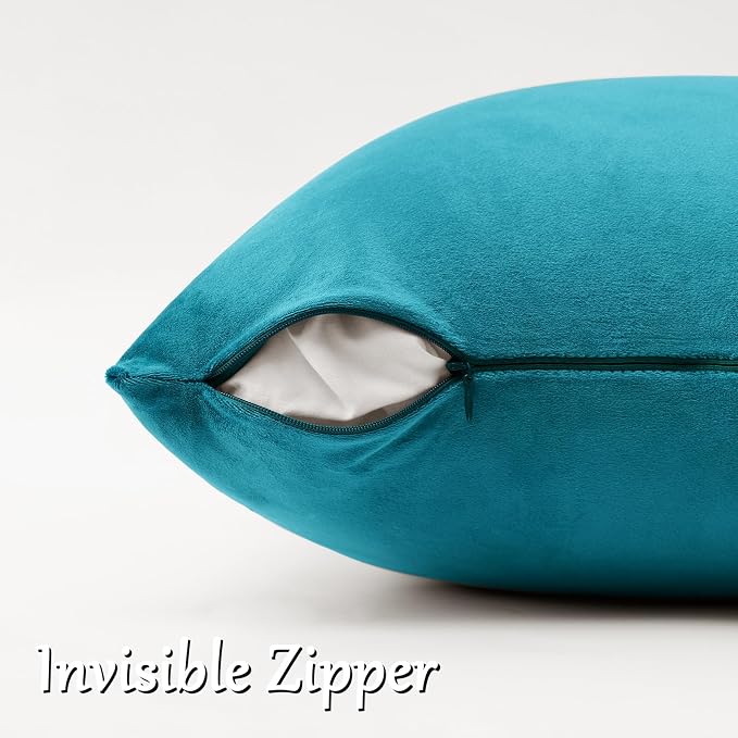 GIGIZAZA Teal Velvet Pillow Covers 20x20 Decorative Pillows Pack of 2 | Blue - Image 4