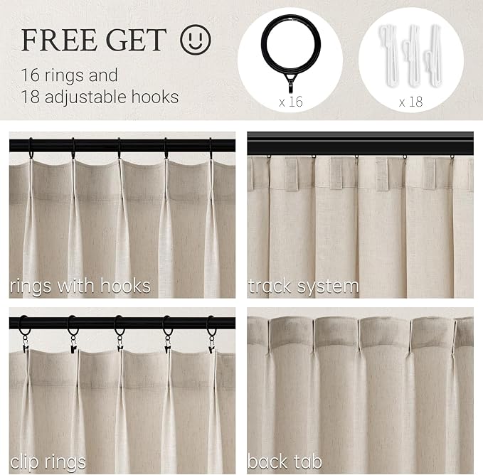100 Inches Long Oatmeal Colored Pinch Pleat Sheer Curtains - Image 3