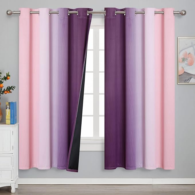 Pink and Purple Ombre Blackout Curtains - Image 2