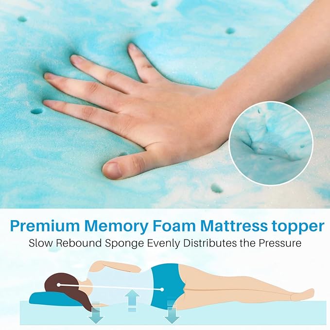 Mattress Topper, Full Size Cooling Memory Foam Bed Toppers, 3 Inch Soft Mattress Pads for Sleeper Sofa, RV, Camper, CertiPUR-US Certified