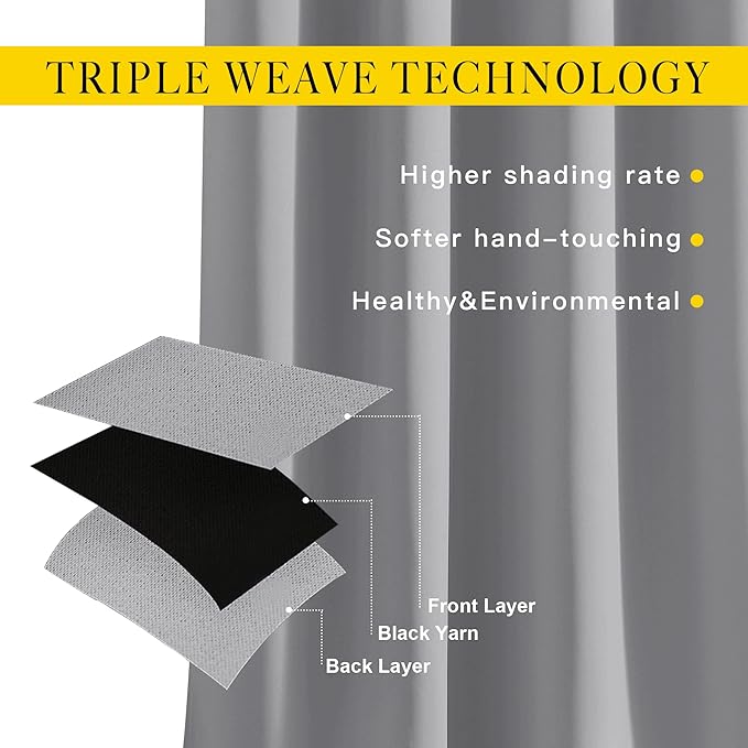 NICETOWN Silver Grey Blackout Curtains - Image 2
