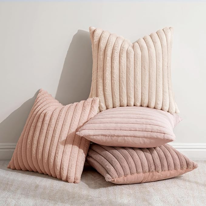 MIULEE Faux Fur Plush Decorative Throw Pillow Covers 20x20, Soft Cute Romantic - Image 2