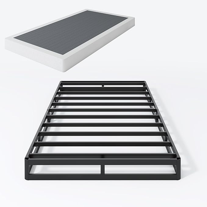 Twin XL Box Springs Bed Base, 5 Inch Heavy Duty Metal Structure with Easy Clean Fabric Bed Cover, Non-Slip, No Noise, Easy Assembly