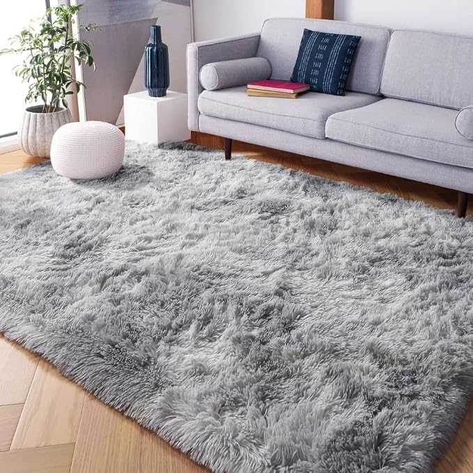 Abstract Shaggy Washable Area Rug 4x6 Plush Soft Fluffy Fuzzy Retro Carpet | - Image 8