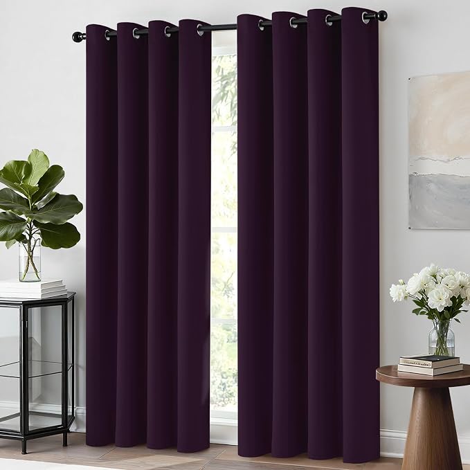 Yakamok Room Darkening Curtains 52x84 inch Length Dark Purple-Living Room | 2 - Image 3