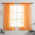 HUTO Orange Sheer Curtains 45 inches Long for Bedroom Top Rod Pocket Sheer Window Panels Curtains for Nursery Living Room 52 by 45 Inch Length Set of 2