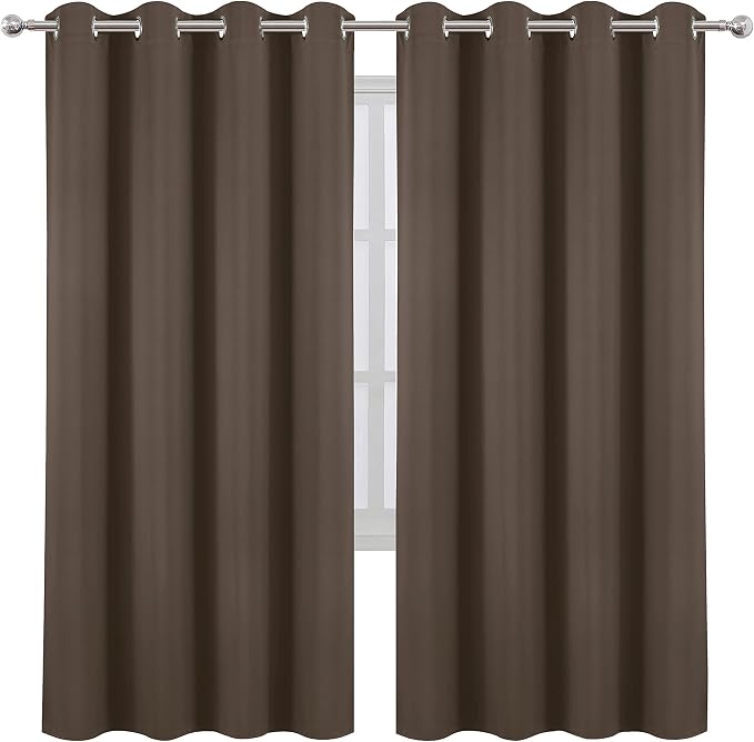 Chocolate Brown Thermal Blackout Curtains/52 x 72 Inch/Set of 2 Panels Room - Image 2