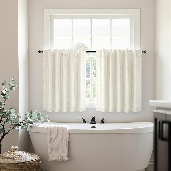 Pitalk Short Linen Blackout Curtains 24 Inch Length 2 Panels - Image 2