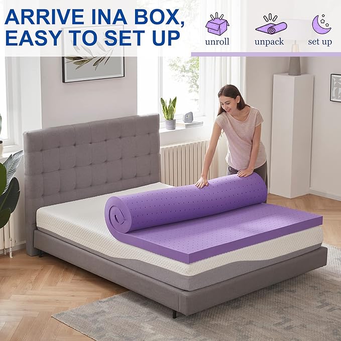 SINWEEK 3 Inch Gel Memory Foam Mattress Topper Ventilated Soft Pressure Relieve Mattress Pad, Breathable Bed Topper, CertiPUR-US Certified, Queen Size
