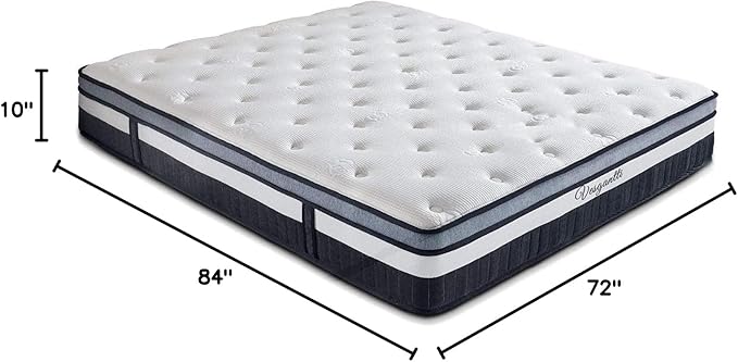 Vesgantti California King Mattress 10 Inch Innerspring Multilayer Hybrid Cal King Size Mattress - Ergonomic Design with Memory Foam and Pocket Spring Mattresses - Box Top Series Medium Firm Feel
