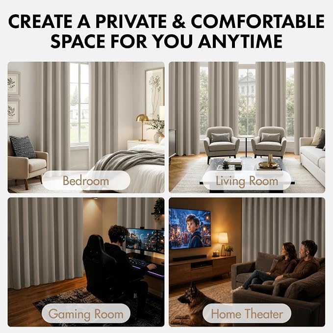 MIULEE Cobblestone Blackout Curtains 4 Panels Set 72 Inch Length Bedroom | - Image 5