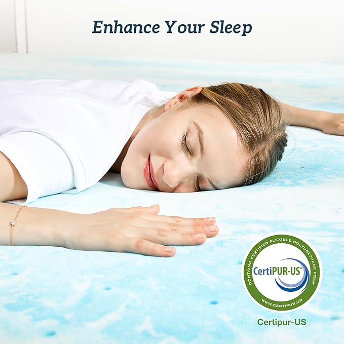 Sweetcrispy Mattress Topper Twin XL, 4 Inch Thick Memory Foam Gel Infused Cooling Toppers Pad for Twin XL Size Bed, Sleeper Sofa, RV, Camper, CertiPUR US Certified, Ventilated and Breathable