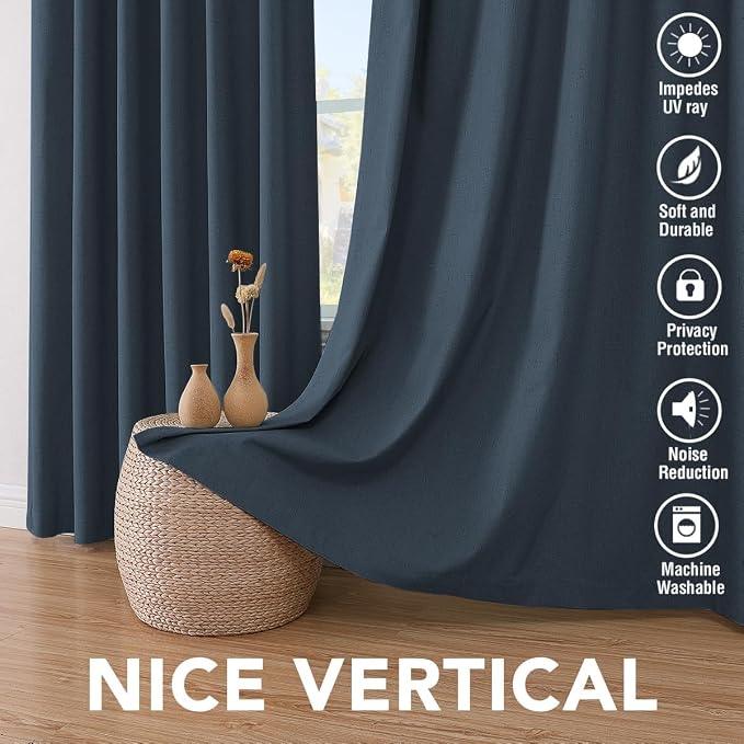H.VERSAILTEX Blackout Curtains Linen Curtains 120 inches Long 100% Black Out - Image 7