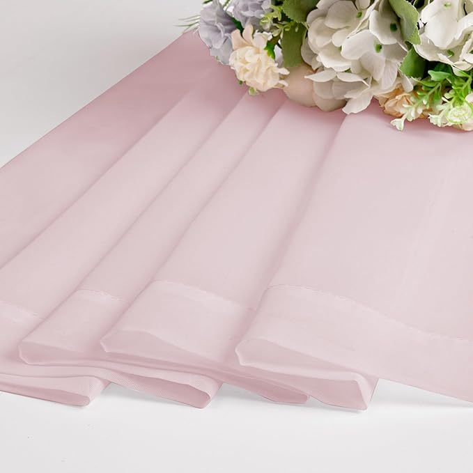 Extra Long Sheer Curtains 96 Inches Long, Rod Pocket Airy Solid Blush Sheer - Image 6