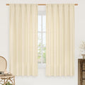 Semi Sheer Beige Linen Curtains 63 Inch Length by LAMIT