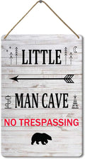 Little Man Cave Wooden Hanging Wall Sign, 8x12 Inch, Farmhouse Wall Decor for Baby Home Bedroom Living Room